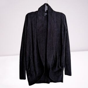 Barefoot Dreams Cardigan Sweater Black Pockets Rayon Small